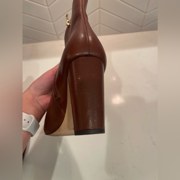 Ann Taylor Leather Tallulah Zip Up Booties in Modern Saddle 3.5 inch Heel - Picture 11 of 16